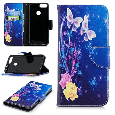 

BEFOSPEY Painting PU LeatherSoft TPU Card Slot Stand Wallet Case For Huawei P smart565"2018