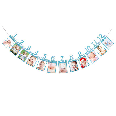 

Fanlus 1st Birthday Glitter Decorations Monthly Milestone Photo banner for Newborn to 1-12 months Baby Shower Gift