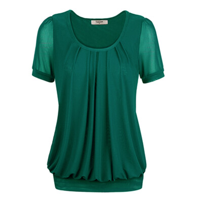 

Timeson Plus Size Chiffon T Shirt Women Short Sleeve O Neck Female T-shirt Tops 2018 Summer Casual Loose Ruched Tee Shirt Femme