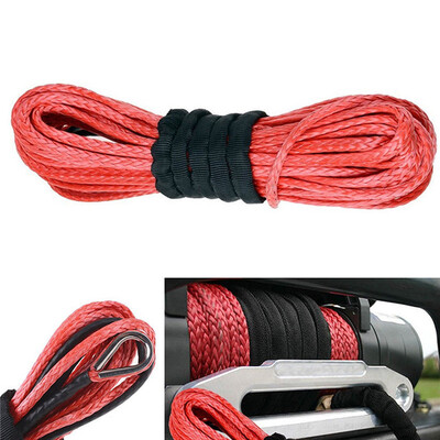 

Новые поступления 1/4 '' x 50 '15m * 6mm 7000lbs Red Towing Ropes Лебедка канатная синтетическая кабельная линия с крючком для ATV