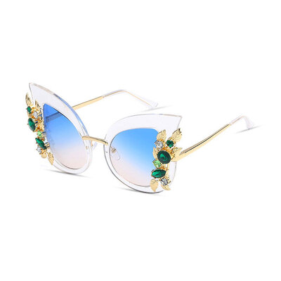 

Vintage Design Cat Eye Солнцезащитные очки для женщин Crystal Diamond Роскошные солнцезащитные очки Женские очки De Sol