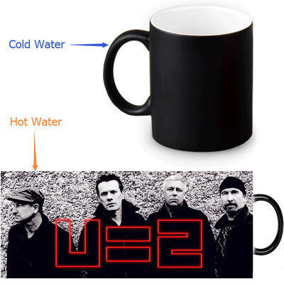 

U2 Rock Band 350ml / 12oz Heat Reveal Mug Color Change Чашка кофе Чувствительные морфинг-кружки Волшебная чашка для чайных чашек