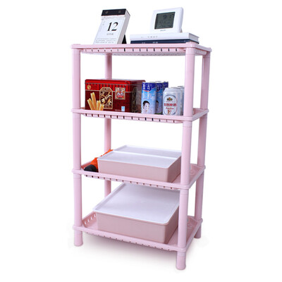 

Ailaiya bathroom kitchen rack storage rack plastic rectangular finishing frame four layers pink J1805