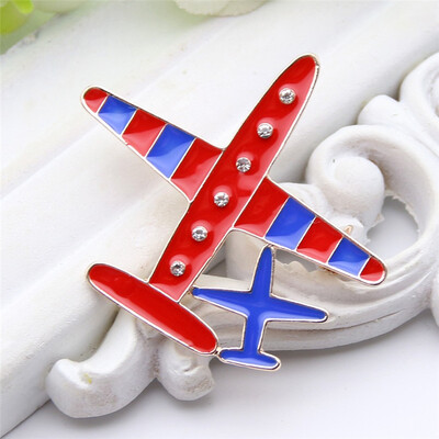 

Simple&Generous Women 2 Plane Brooch Double Color Paint Enamel Airplane Brooches Broches Stewardess Pilot Badge Fly Sky Freely
