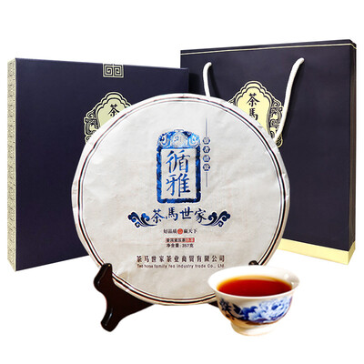

Чайный чай Семейный чай Черный чай Pu'er Tea Pu'er Чай Приготовленный чайный пирог Badashan Joyous ya Tea Gift 357g