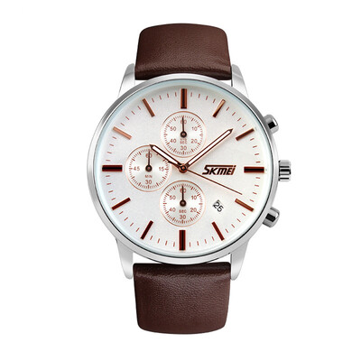 

SKMEI 9103 Lovers Genuine Leather Strap Date Auto Mode Casual Date Auto Men&Women Watches