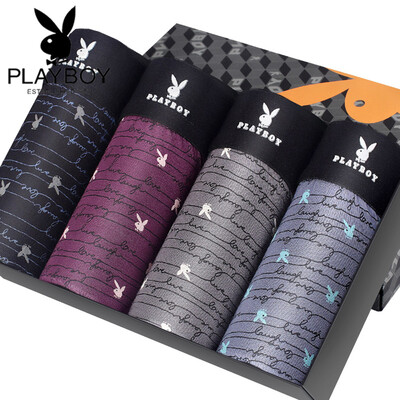 

Playboy Mens Underwear Boxer Briefs Mens Elastic Breathable Mid-Waist Shorts Mens 4 Pack 5193 Multi-Color XXXL