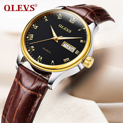 

OLEVS Fashion Brand Ladies Auto Date Watches Коричневая кожа для женского розового золота Кварцевые часы Женские повседневные наручные часы