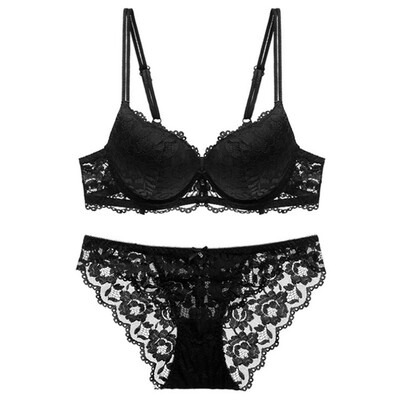 

Sexy Lace Gather Adjustable Lingerie BraPants Underwear Suit 4 Colors