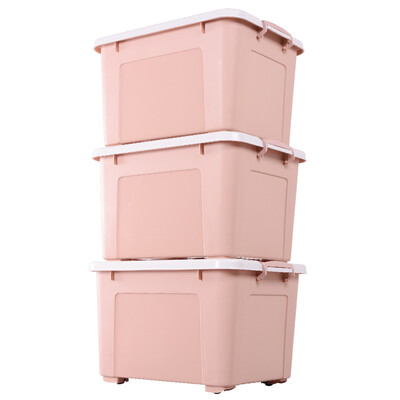 

Baicaoyuan plastic storage box storage box cargo sundries storage box tote large pulley 60L 3 loaded Nordic powder