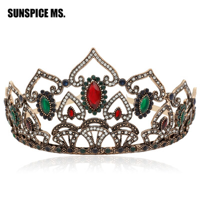 

Винтаж турецкой королевы принцессы смолы цветок короны женщин Tiaras античный Rhinestone украшения волос арабской свадьбы Мисс мир