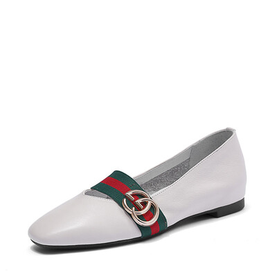 gaodi womens flat leather shoes with thick low heel