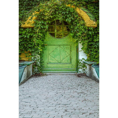 

Forgotten Green Door Photo Background 57FT Vinyl Fabric Cloth Digital Printing Backgrounds for Photography S-3097