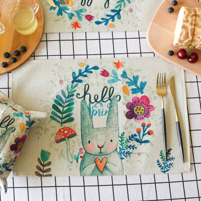 

Yuan Yuan fabric placemat Japanese style cotton&linen napkin thickening steak western food food photo background cloth long ear rabbit