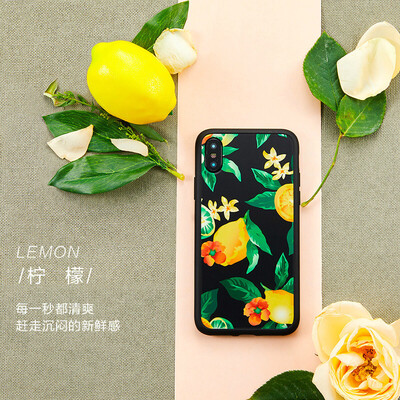 

Illustrator Apple x Mobile Shell Cover Personality Anti-drop iPhone X Mobile Shell Creative All-inclusive Small Clean Art Chinese Style Cover Watercolor Series - Lemon