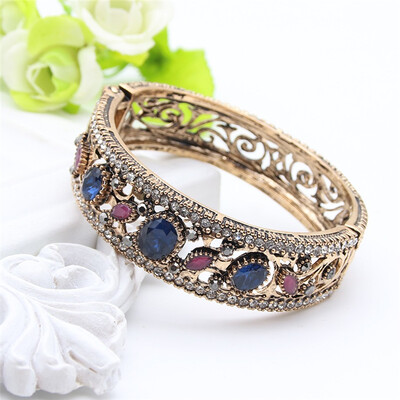 

Simulation Jewelry Women Turkish Bangles Flower Cuff Resin Bracelets Arab Ethnic Antique Pulseiras Feminino Ladies Favorite Gift