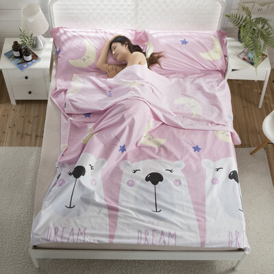 

Zero-degree exploration LIVTOR travel hotel hotel cotton print dirty dirty anti-dirty cotton health sleeping bag pink dream family parent-child section 200230cm gift fixed belt