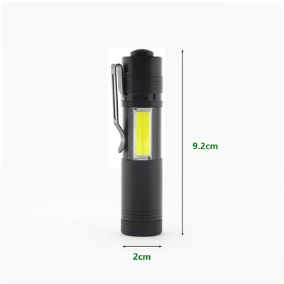 

WH High brightness mini LED flashlight Cree XPE COB work light Aluminium torch waterproof lamp linterna & 14500 Penlight