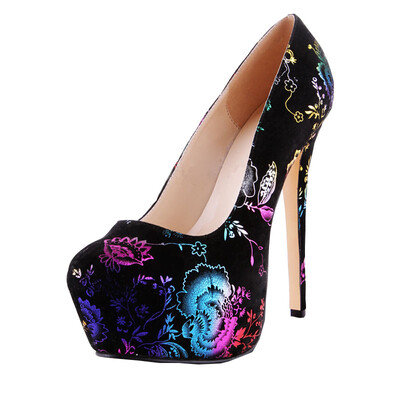 

Fashion high heel pump waterproof womens shoes 145cm heel party shoes for woman plus size