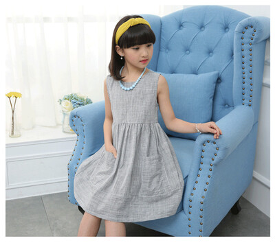 

2018 New Girl Summer Dress cotton dress sleeveless simple casual A-word vest dress