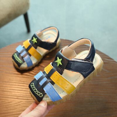 

Kids Shoes Summer Boys Sandals 2018 New Fashion PU Leather Boys Shoes Closed Toe Soft Non-slip Children Casual Beach Shoes