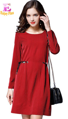 

XL XXL 3XL 4XL 5XL plus size office new autumn 2017 women dress long sleeve big size red striped bandage elegant straight