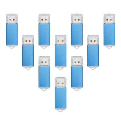 

Fillinlight 10PCS Pack Fresh Shiny Blue Color USB Flash Drive USB20 Memory Stick Memory Drive Pen Drive