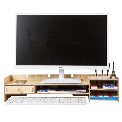 

Wanshijia computer monitor increased shelf base screen office desktop storage box office supplies rack JD-Z02 white maple
