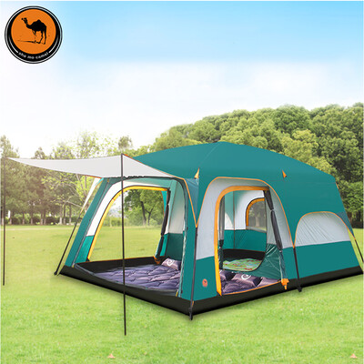 

Ship Form RU 6 8 10 12 people double layer outdoor 2living rooms and 1hall family camping tent in top quality large space tent
