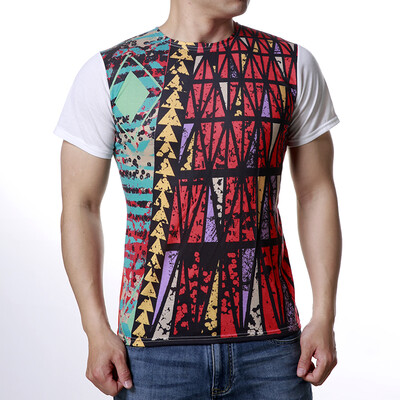 

Mens Geometric Pattern Printed Short Sleeve Shirt