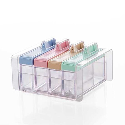 

Новые 4-6 сетки Transparet Seasoning Box Приправы для специй соль и перец специи Приправа Хранение кухонных принадлежностей для барбекю