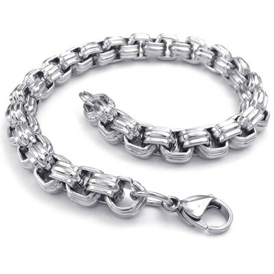 

Hpolw Mens silver Stainless Steel Biker Links Lobster Clasps Bracelet