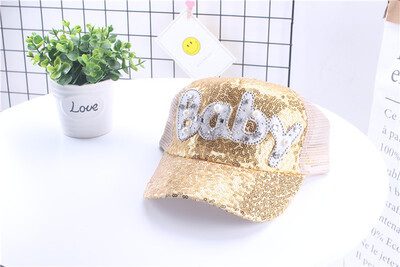 

New kids Cap Parenting Summer Girls Boys Hat Sequins Visor Sunscreen Baseball net Hat baby