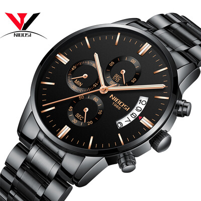 

2018 NIBOSI Gold Quartz Watch Top Brand Роскошные мужские часы Модный человек Наручные часы из нержавеющей стали Relogio Masculino Saatler