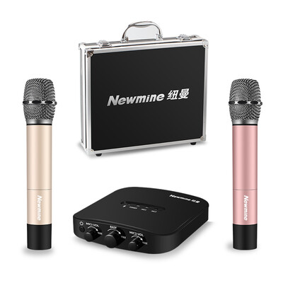 

Newman MC08 car phone sing k dynamic double microphone car ktv wireless microphone Bluetooth outdoor portable Shenmai one with two microphone white