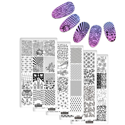 

10Pcs Professional Stamping Plate Nail Art Stamping Image Plates Lace Grid Flower DIY Stamp Template Nail Stencil Tool Kits