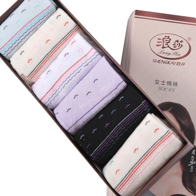 

Jingdong supermarket Langsha socks men&39s cotton socks fashion stripes men&39s socks 6 pairs of boxed mixed color 26-28cm