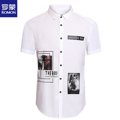 

ROMON Short Sleeve Shirt Mens White Fashion Shirt 8CS932164 White 42
