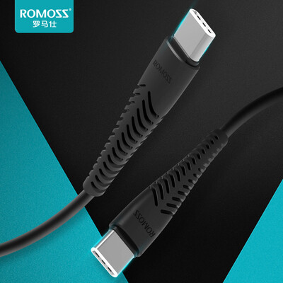 

ROMOSS CB32fb fast charge USB-C data cable Type-C to Type-C 3A charger cable PD support New MacbookSwitch black 1 meter