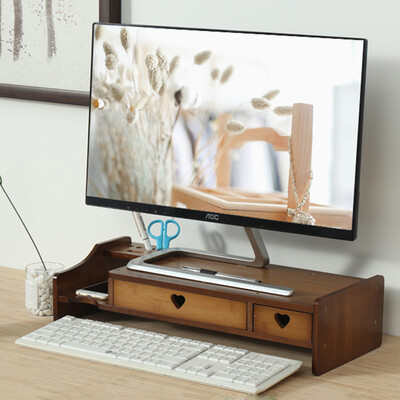 

Double square brown love double drawer computer monitor increased computer bracket rack display bracket computer base monitor base computer increased rack