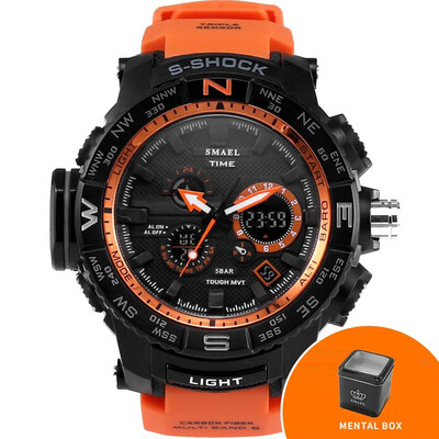 

Orange Sport Watch SMAEL Brand Watches LED Digital Wristwach Multi-functional Men Clock Led Stopwatch 1531  Shock Sport Watch