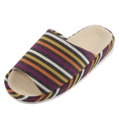 

Homix linen non - slip thick bottom home slippers carbon black stripes 42 yards