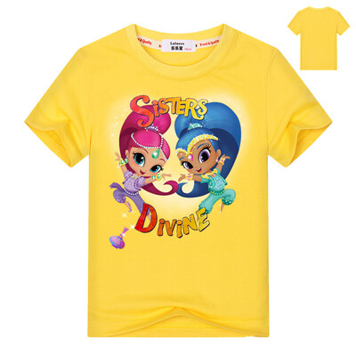 

2018 Shimmer And Shine T-Shirt для девочек Shimmer Shine Girls Tops Baby Girl Хлопок Тис Фиолетовые рубашки Футболки для девочек О