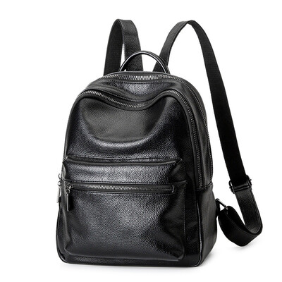

Backpack Female Bag Student Backpack Soft Leather Korean Cowhide Travelling Bag College Students Package
