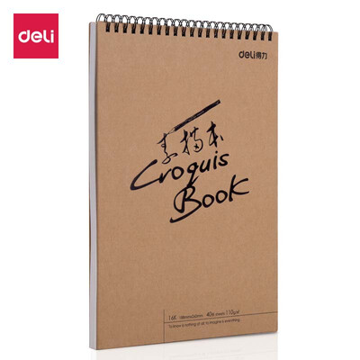 

Deli deli 16K40 page kraft paper top turn spiral art special sketchbook painting sketchbook 73601