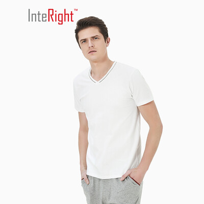 

INTERIGHT bottoming shirt mens cotton ammonia V-neck color short-sleeved bottoming shirt white