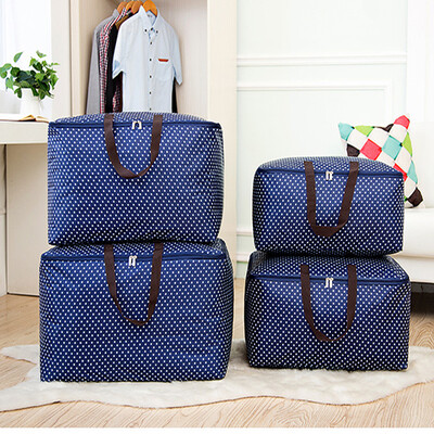 

HomePower thick Oxford cloth quilt storage bag can be portable washable finishing bag storage box soft storage box 3 sets of dark blue spots