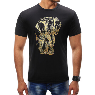 

Male 2018 Brand Short Sleeve Elephant Sketch Pattern T Shirt O-Neck Slim Men T-Shirt Tops Fashion Mens Tee Shirt T Shirts