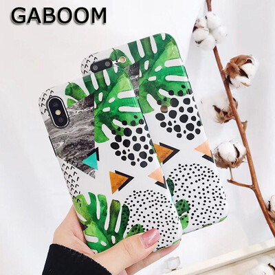 

GABOOM Summer Green Leaf Phone Case For iPhone X Cases For iPhone 6S 6 7 8 Plus Fashion Vintage Leopard Polka Dots Back Cover