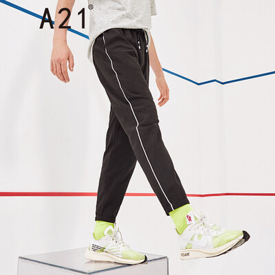 

A21 Elastic Slim Cropped Pants Sports Casual Trend Letter Print Bouquet Feet 4821041002 Black 18092AXL